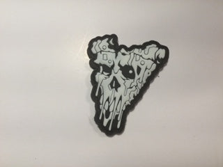 GRUMPY PIZZA BITES PVC MORALE PATCH IN BLACK AND WHITE